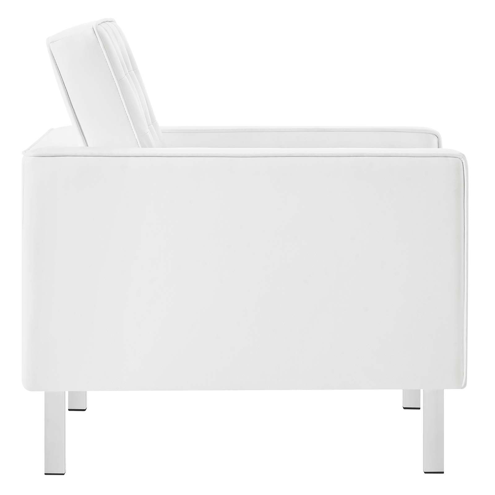 Modway Eei-3391- Loft Tufted Button Faux Leather Upholstered Accent Armchair In Silver White